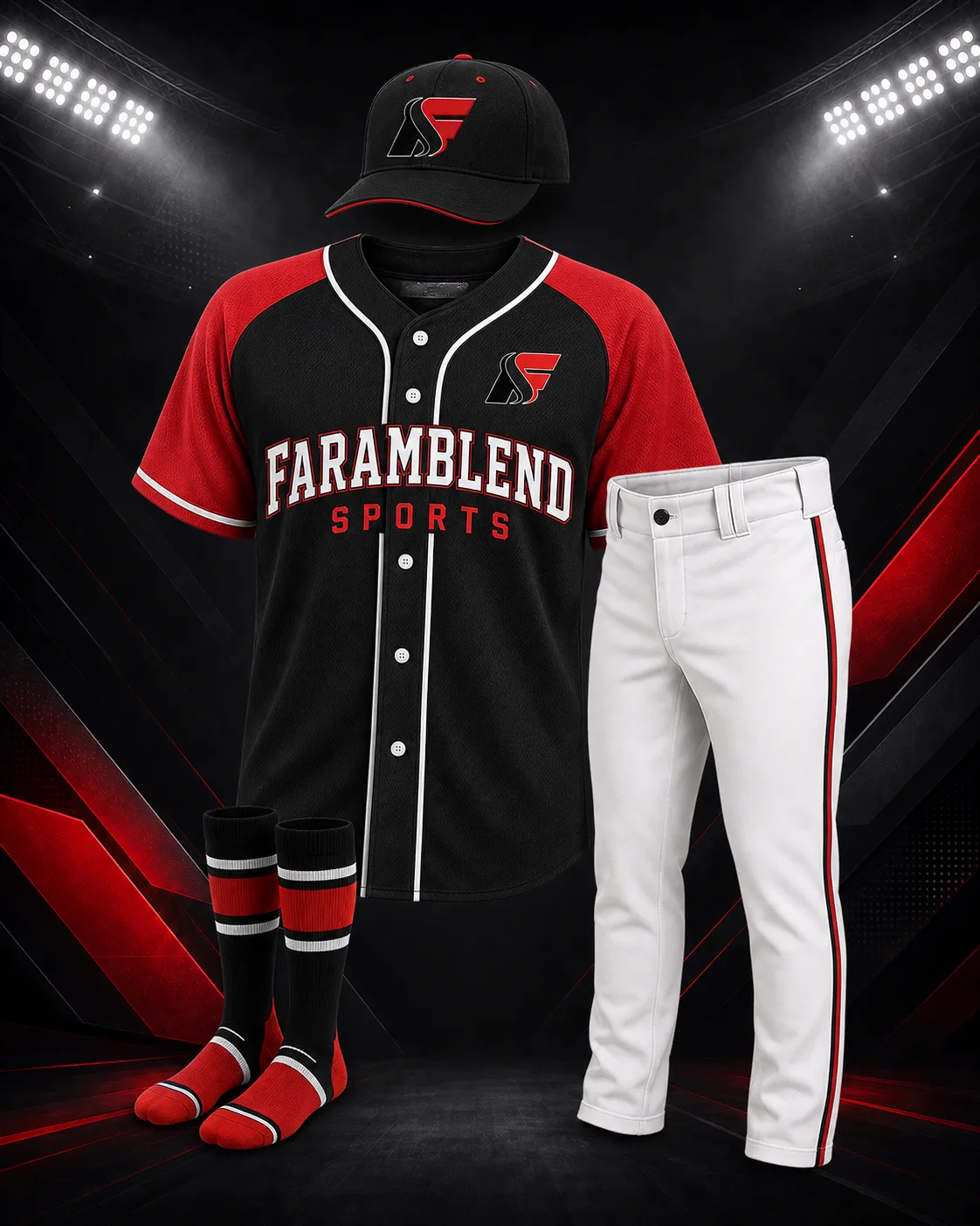 Complete Baseball Uniform Set with Cap and Socks — Custom Baseball Uniforms / Team Sets | Faramblend Sports